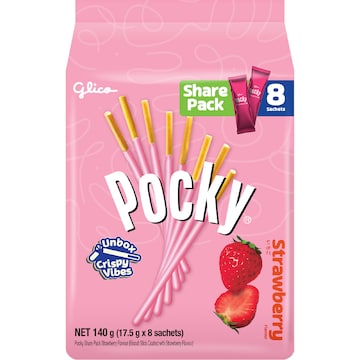 Glico Pocky Strawberry Biscuit Sticks 17.5g x 8 pack