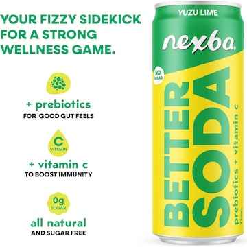 Nexba Better Soda Yuzu Lime Cans 330mL x 4 pack
