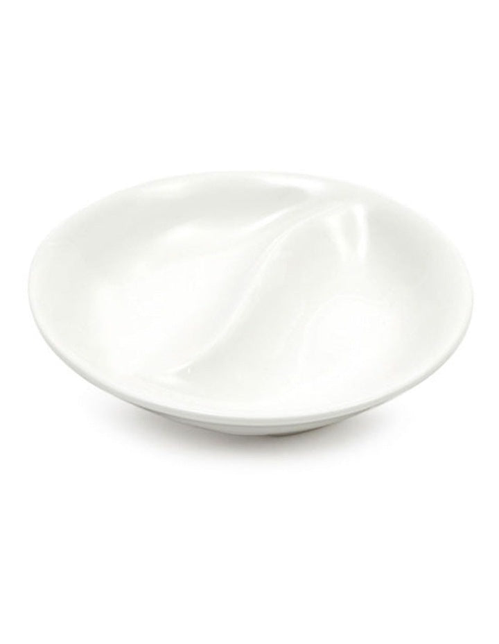 White Basics Round Divide Sauce Dish 10cm in White