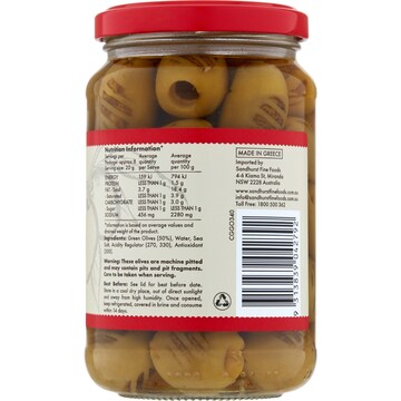 Sandhurst Char Grilled Green Olives 340g