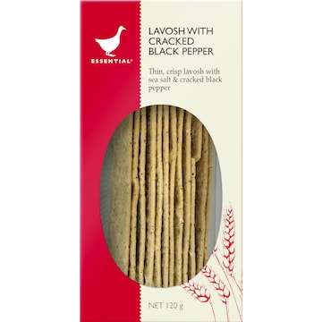 Essential Lavosh Crackers With Black Pepper 120g