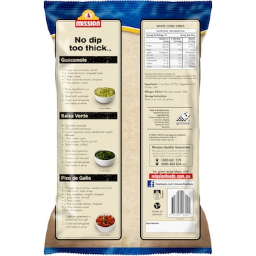 Mission White Strip Corn Chips 500g