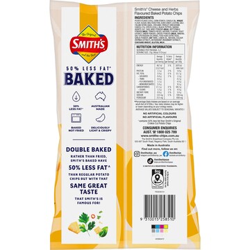 Smith's Crinkle Cut Baked Potato Chips Cheese & Herbs 130g