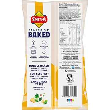 Smith's Crinkle Cut Baked Potato Chips Cheese & Herbs 130g