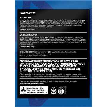 Famous Nutrition High Protein & Creatine Powder Variety Sachets 360g 8 pack