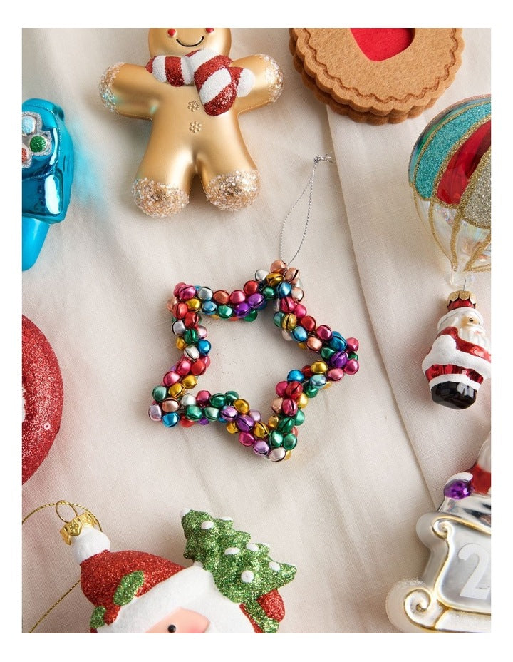 Nostalgia Christmas Metal Bell Star 10cm in Multi
