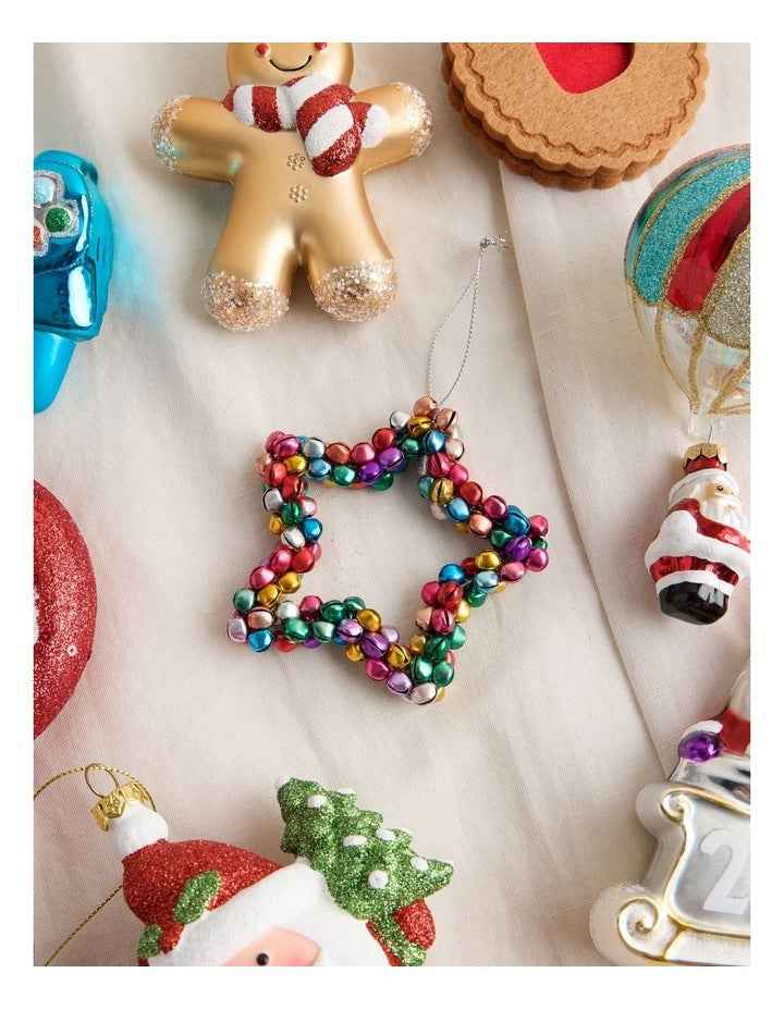 Nostalgia Christmas Metal Bell Star 10cm in Multi