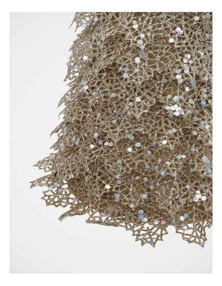 Luxe Christmas Champagne Glitter Triangle Leaf Tree Decoration