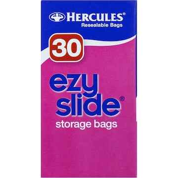 Hercules Ezy Slide Resealable Storage Bags 30 pack