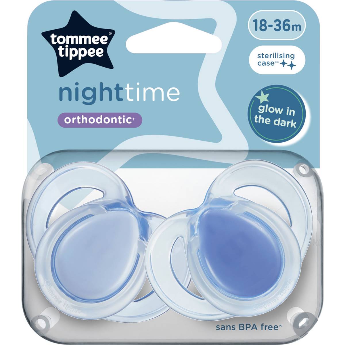 Tommee Tippee Closer To Nature Night-Time Soothers 18 To 36 Months 2 Pack