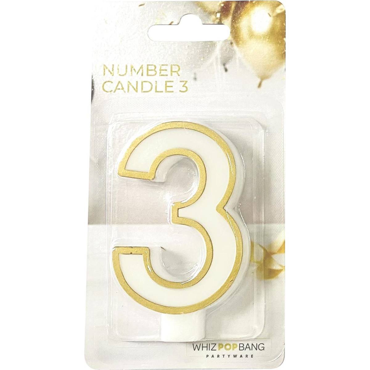 Whiz Pop Bang Number Candle 3 Assorted each
