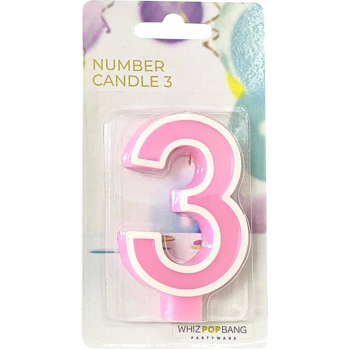 Whiz Pop Bang Number Candle 3 Assorted each