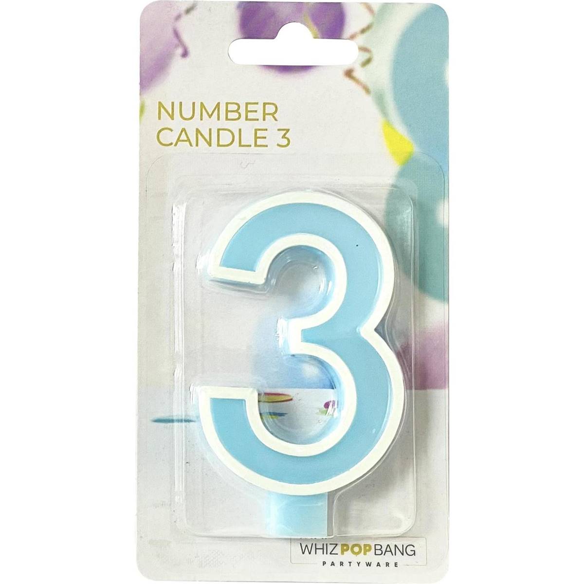 Whiz Pop Bang Number Candle 3 Assorted each