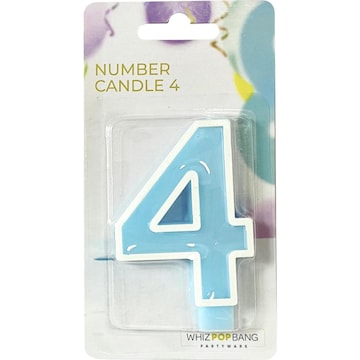 Whiz Pop Bang Number Candle 4 Assorted each