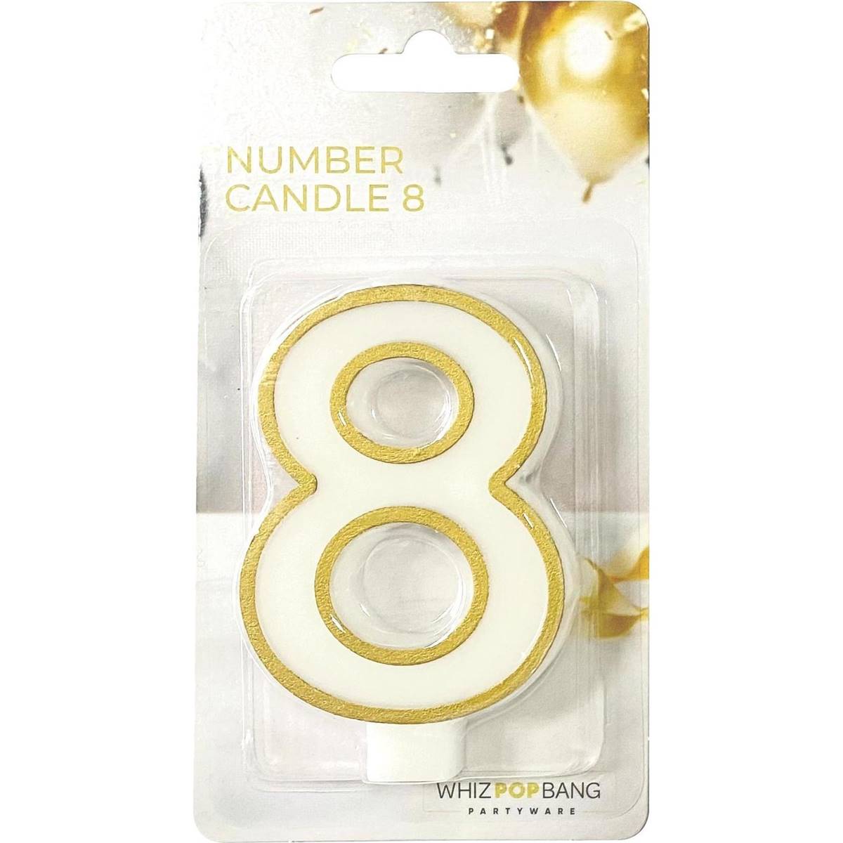 Whiz Pop Bang Number Candle 8 Assorted each