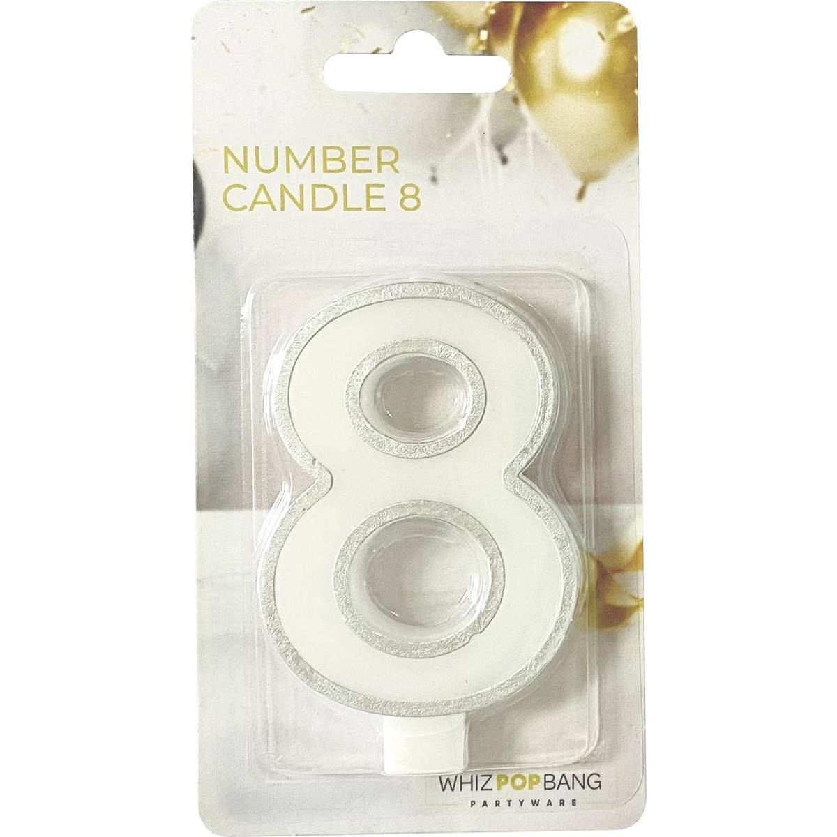 Whiz Pop Bang Number Candle 8 Assorted each