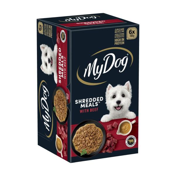 Shredded Meals Beef Dog Food 6x100g