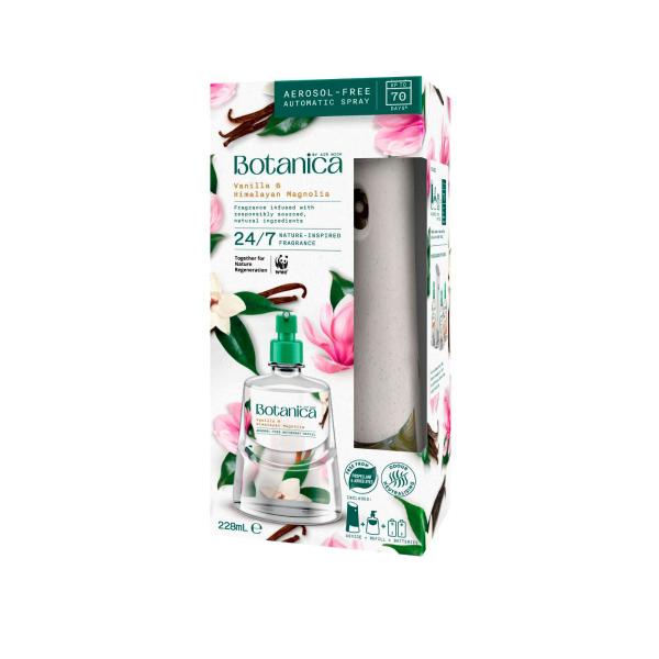 BOTANICA BY AIR WICK VANILLA & HIMALAYAN MAGNOLIA AUTOMATIC SPRAY STARTER KIT 228ML
