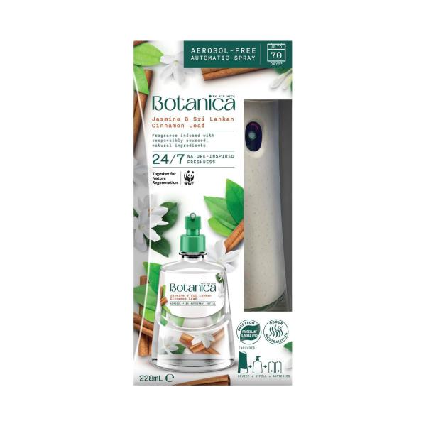 BOTANICA BY AIR WICK JASMINE & SRI LANKAN CINNAMON LEAF AUTOMATIC SPRAY STARTER KIT 228ML