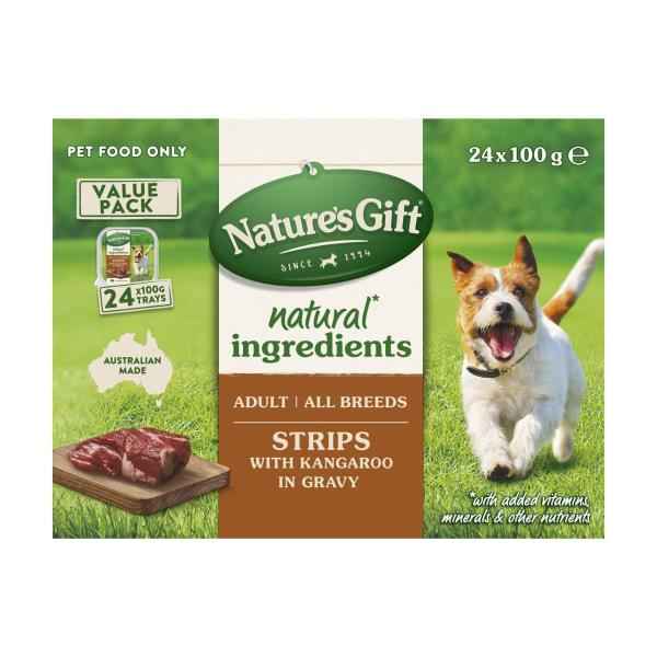 Adult Wet Dog Food Strips with Kangaroo in Gravy 24x100g