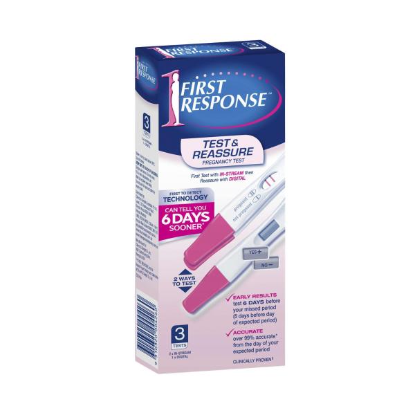 FIRST RESPONSE TEST & REASSURE PREGNANCY KIT 3PK