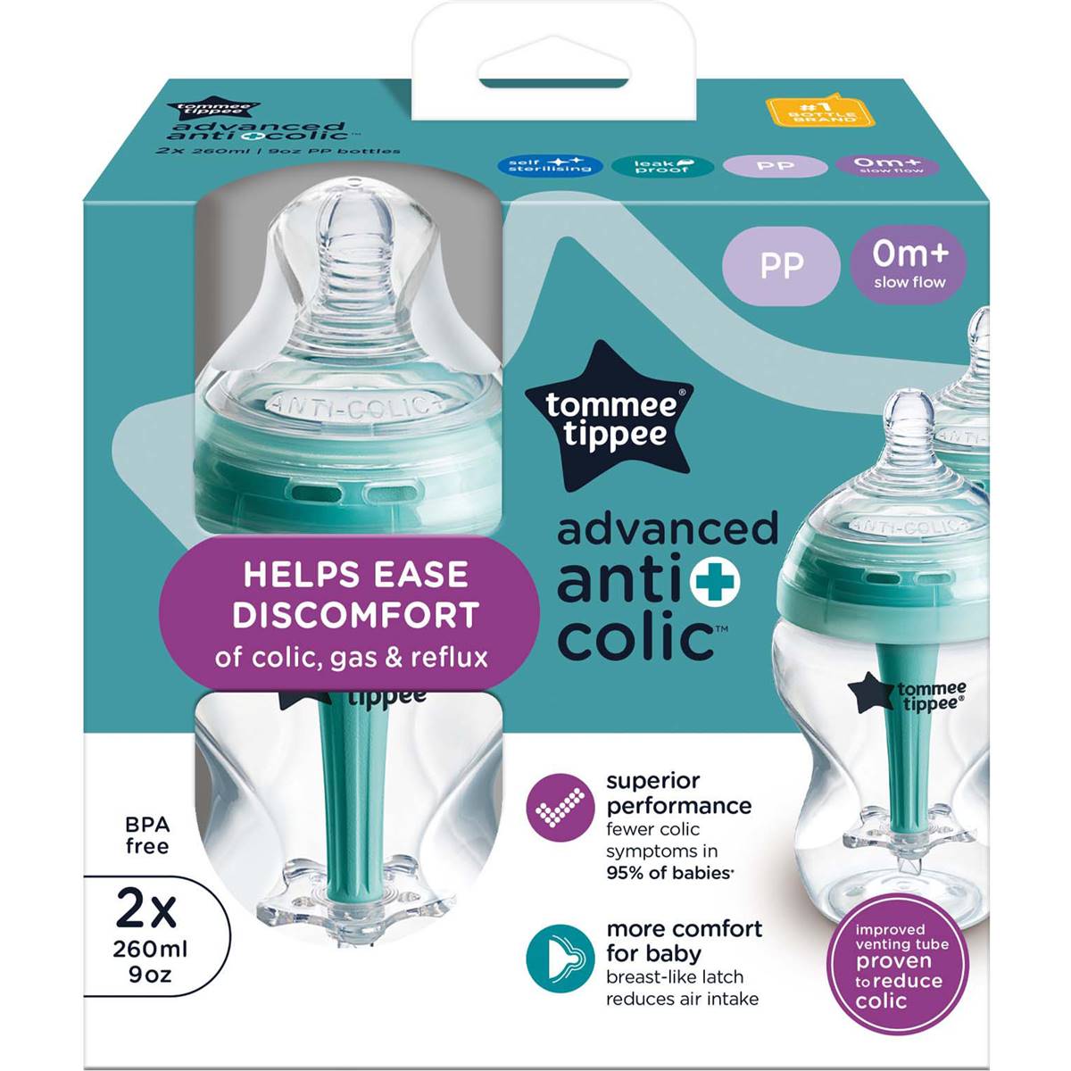 Tommee Tippee Advanced Anti Colic Bottles 0 Months + 2 Pack