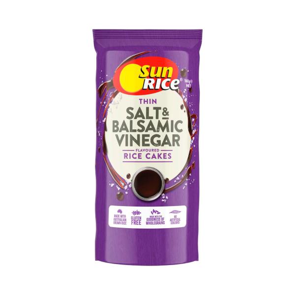 SUNRICE FLAVOURED RICE CAKES:SEA SALT & BALSA:.:160 GRAM