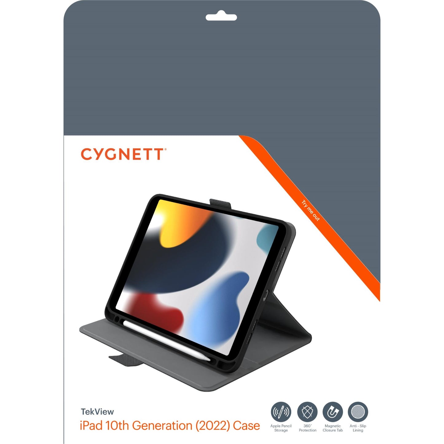 Cygnett TekView Case for iPad A16/10.9" 10th Gen (Black/Grey)