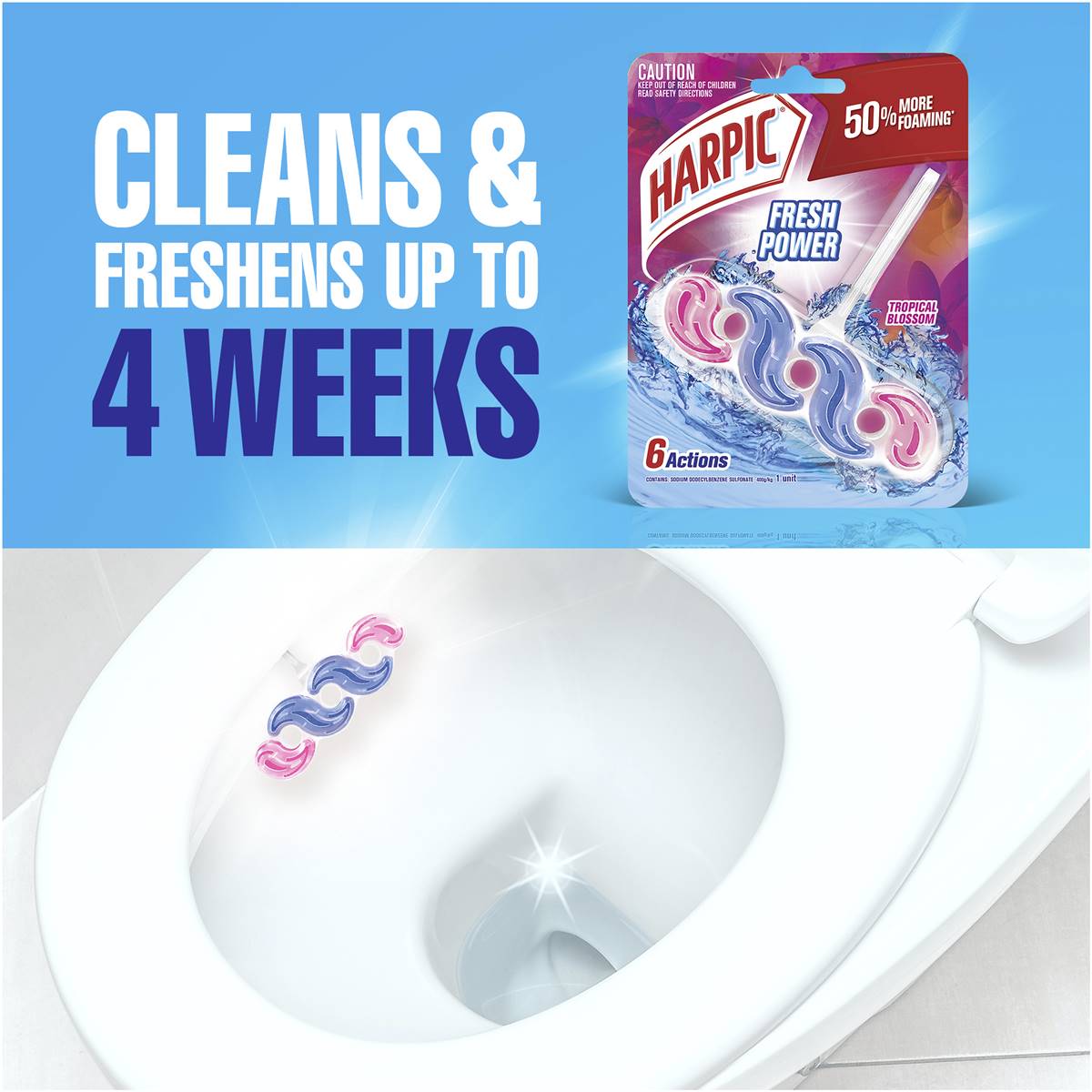 Harpic Fresh Power Tropical Blossom Toilet Cleaner Block 1 Pack