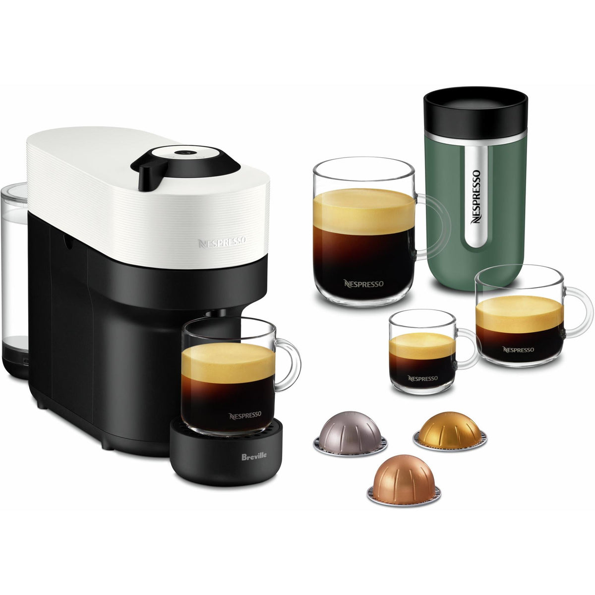 Breville Nespresso Vertuo Pop Capsule Coffee Machine Solo (White)