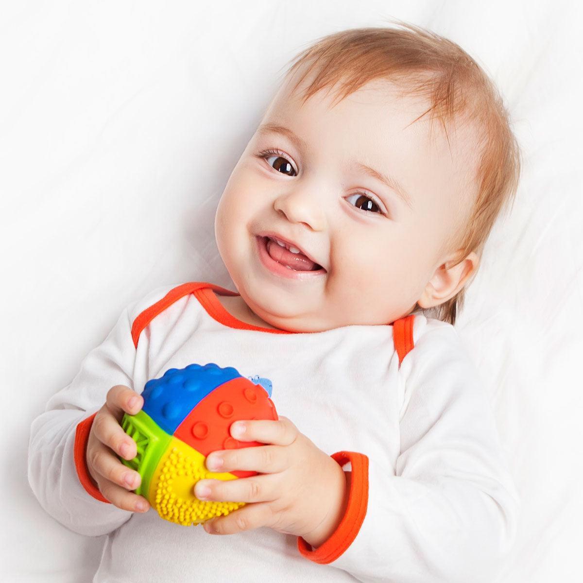 CaaOcho Natural Rubber Rainbow Sensory Ball Small 8cm Baby Bath Toys Baby Gifts Idea Best Seller 3m+