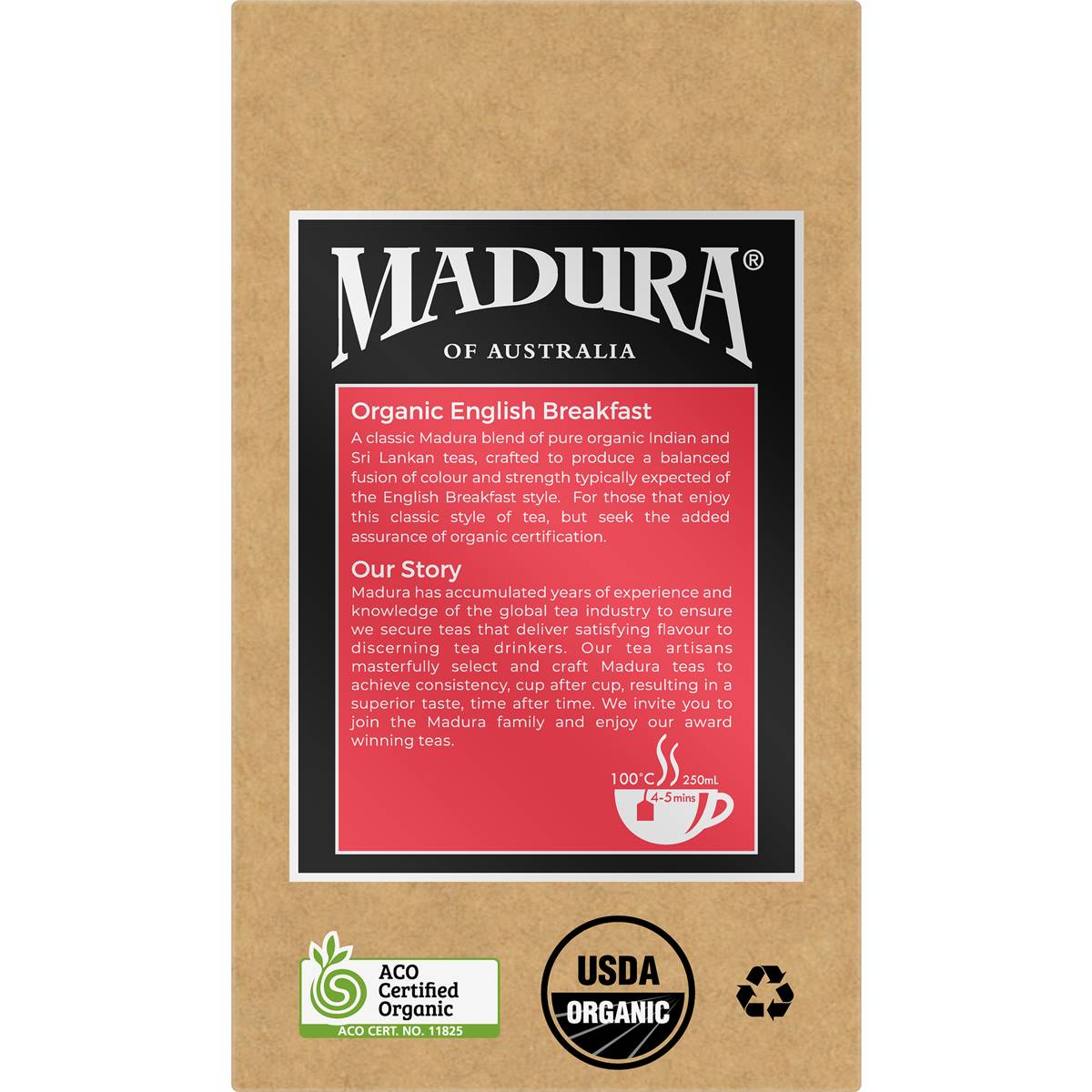 Madura Organic English Breakfast Tea Bags 50 Pack