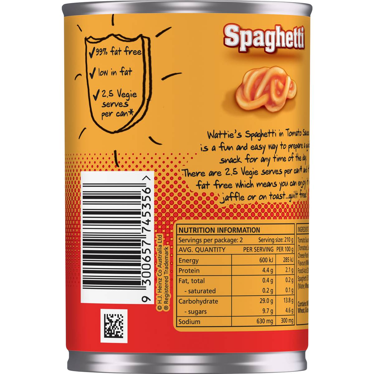 Wattie's Spaghetti In Tomato Sauce 420g