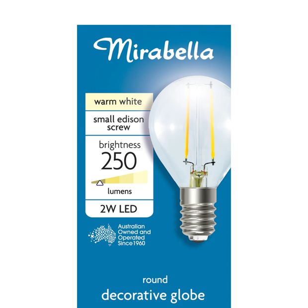 Mirabella Round LED 2W E14 Small Edison Screw Light Bulb