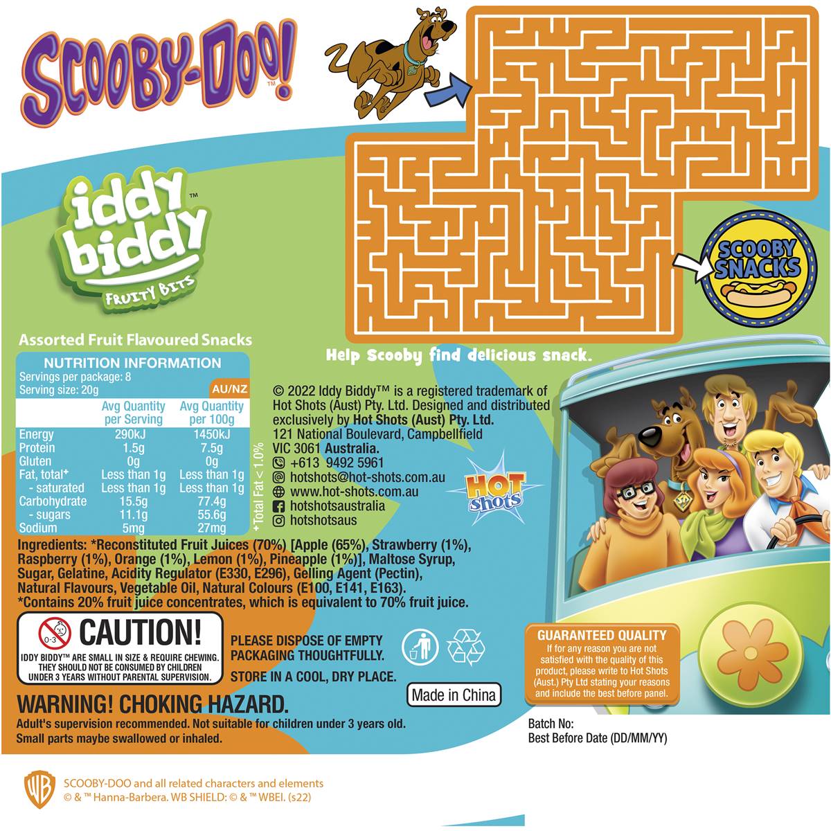 Iddy Biddy Fruit Snacks Assorted Flavours 160g 8 Pack