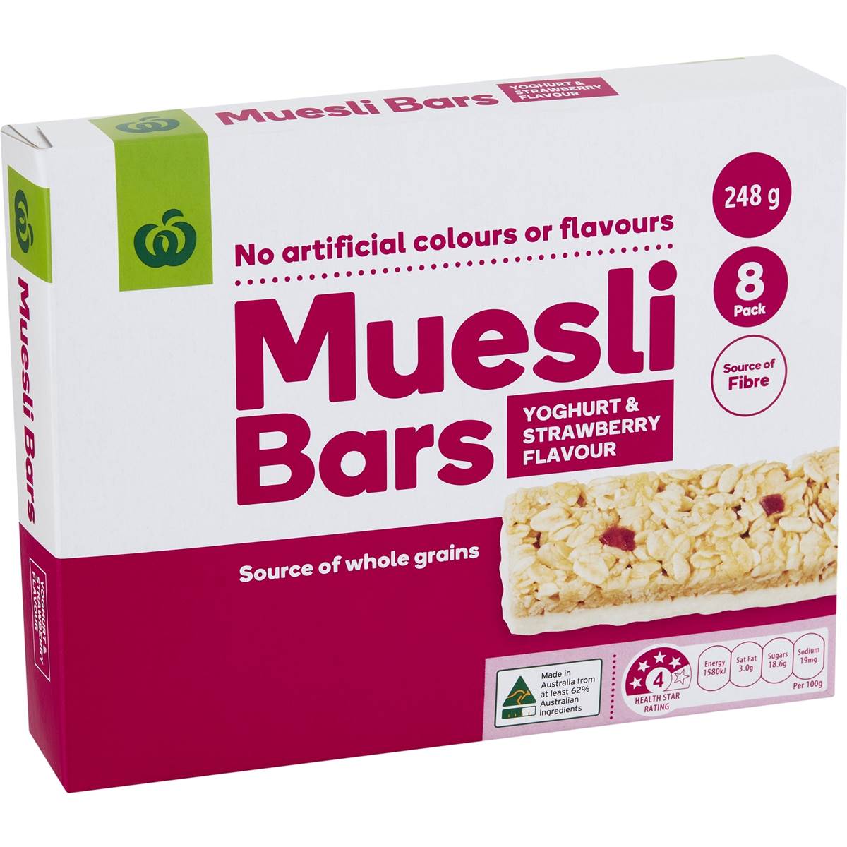 Woolworths Muesli Bars Yoghurt & Strawberry 248g 8 Pack