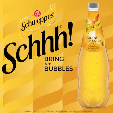 Schweppes Orange Mango Natural Mineral Water Bottle 1.1L