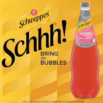 Schweppes Zero Sugar Agrum Citrus Blend Soft Drink Bottle 1.1L