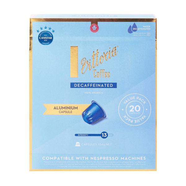 VITTORIA DECAFFEINATED NESPRESSO COMPATIBLE ALUMINIUM COFFEE CAPSULES 20 PACK