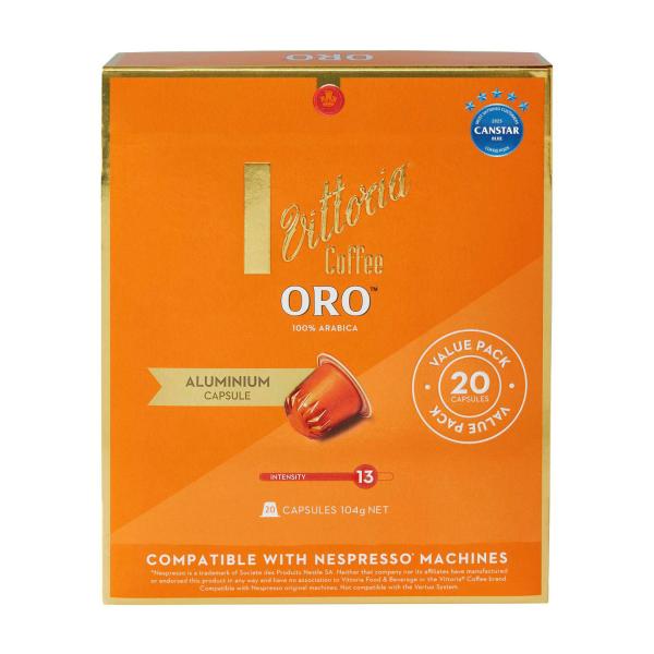 VITTORIA ORO NESPRESSO COMPATIBLE ALUMINIUM COFFEE CAPSULES 20 PACK