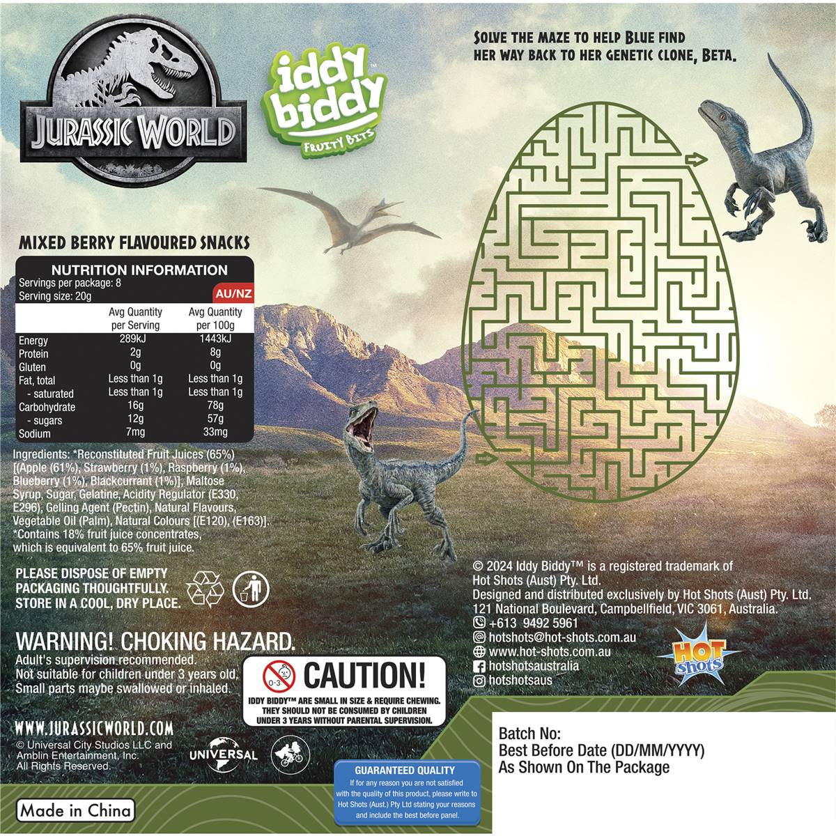 Iddy Biddy Fruit Snacks Mixed Berry 20g x8 Pack