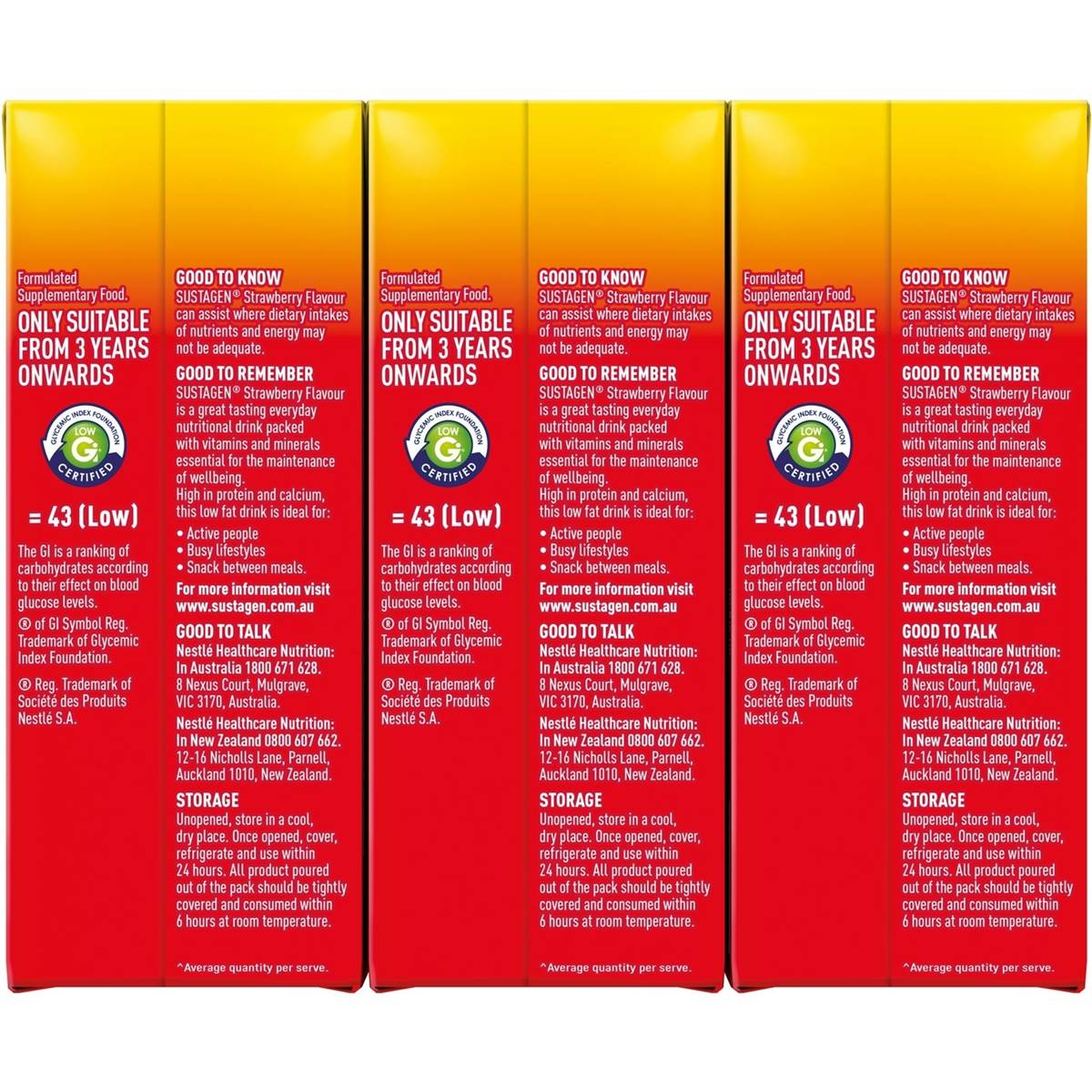 Sustagen High Protein Nutrition Top-Up Strawberry Ready To Drink 250mL x 3 pack