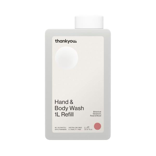 THANKYOU HAND & BODY WASH BOTANICAL GERANIUM- ROSE & WOOD REFILL 1LITRE