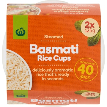 Woolworths Basmati Rice Microwave Cup 125g x 2 pack