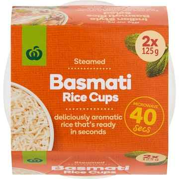 Woolworths Basmati Rice Microwave Cup 125g x 2 pack