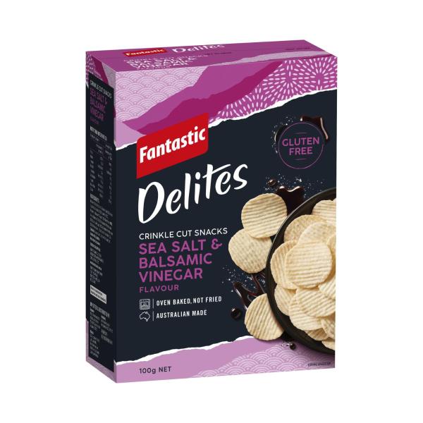 FANTASTIC DELITES RICE SNACKS:SEA SALT & BALSAMIC VINEGAR:.:100 GRAM