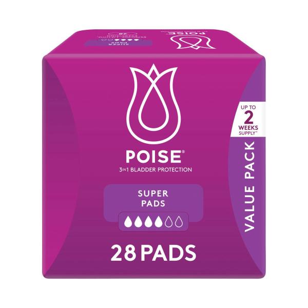 POISE SUPER PADS FOR BLADDER LEAKS 28PK