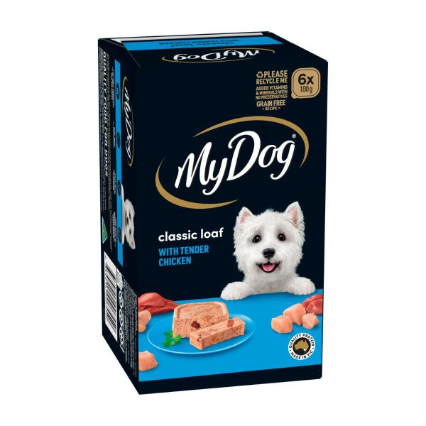 MY DOG ADULT WET DOG FOOD CLASSIC LOAF WITH TENDER CHICKEN 6X100G TRAYS
