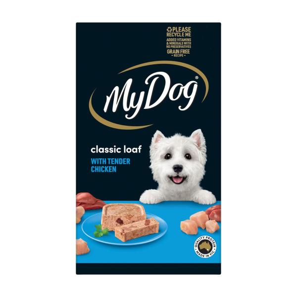 Adult Wet Dog Food Classic Loaf with Tender Chicken 6x100g Trays
