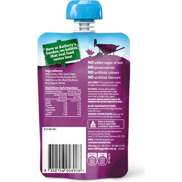 Rafferty's Garden Baby Food Pouch Beef Sweet Potato & Parsnip 6+ Months 120g